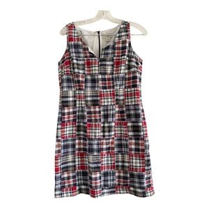 LL BEAN Madras Plaid Patchwork Lined Preppy Sleeveless Dress-Size 6 Petite